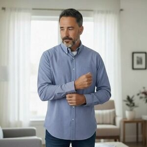 Brooks Brothers 1818 Non Iron Button Down Shirt SZ 17 36/37 Regular Blue Gingham